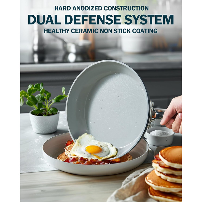 Набір посуду Cook N Home 10 предметів: каструлі та сковорідки з антипригарним покриттям, індукційне кухонне начиння, блакитний колір