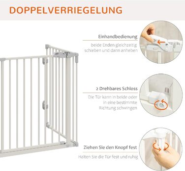 Захисний бар'єр для собак PawHut - переносний, регульований, 3 панелі, 202,5 x 76 см, білий