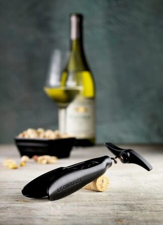 Le Creuset Classic Tabletop Corkscrew with Bottle Opener Gift Set, GS 100, Plastic, Gloss Black, 49800001400000