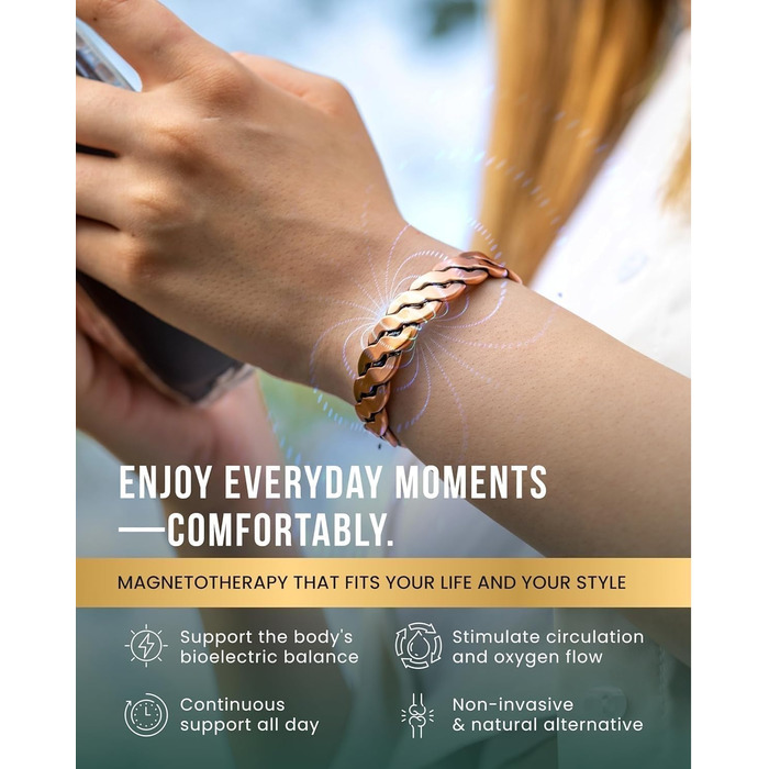 Куперне браслет MagnetRX® для чоловіків та жінок - регульований, з чистого міді