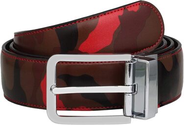 Чоловічий шкіряний ремінь Falari з можливістю перевертання (2 кольори) - Червоний/Камуфляж, розмір L (71/97 см)