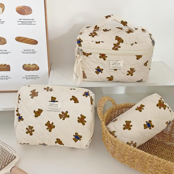 Набір косметичок 3 шт. для подорожей, косметичка для дівчат та жінок з квітковим принтом, зручна для макіяжу