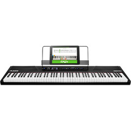 Alesis Recital - Електронне піаніно 88 клавіш для початківців з напівзваженими клавішами, динаміками, 5 преміум-звуками, виходом для навушників та підпискою на уроки гри на піаніно, чорного кольору