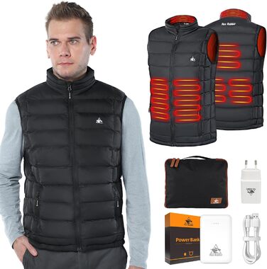 Електрична гріюча жилетка для чоловіків з 6 зонами обігріву, USB, для осені, зими, чорна XXL