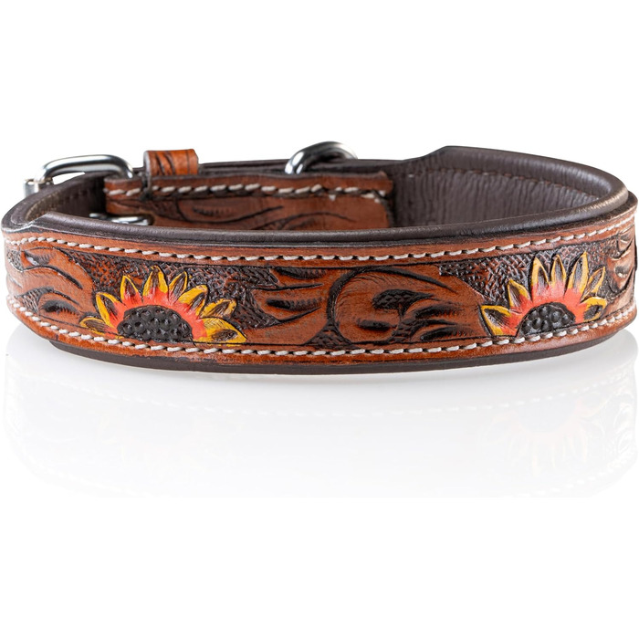 Стильне шкіряне нашийник для собак Джек Рассел від Unikat: ручна робота, з м'якою підкладкою, з буйволячої шкіри. Розміри: L (40-49.5 см), XL (46-58 см)