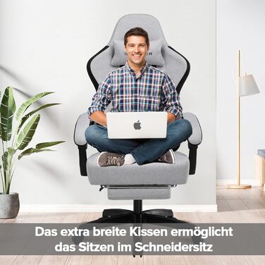 Ігровий крісло GTPLAYER з ергономічним дизайном, підлокітниками, що обертаються, та підніжкою (темно-сірий)