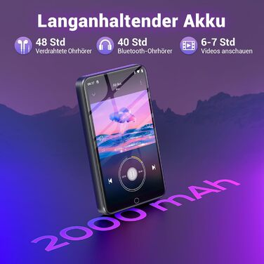 MP3 плеєр 80GB Bluetooth WiFi з Spotify, Hi-Fi Lossless, FM-радіо, E-Book (чорний)