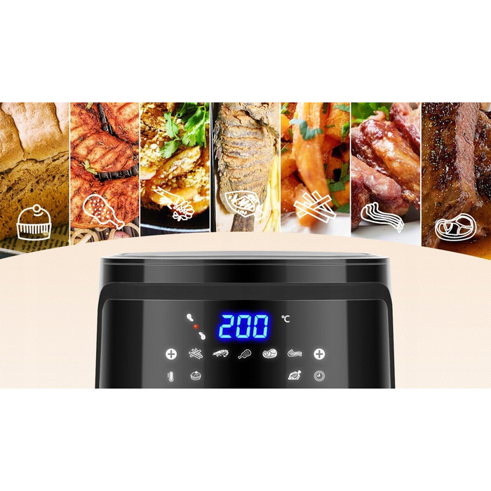 Аерофритюрниця Aigostar Smart Wi-Fi 1900 Вт, 7 л, чорна