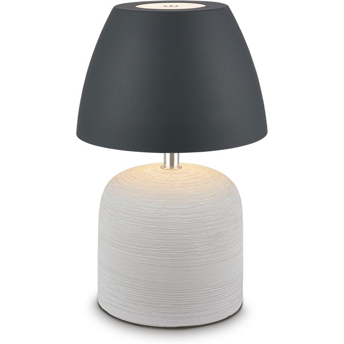 LED-лампа BRILONER настільна бездротова IP44 з сенсором, регулюванням яскравості, керамічним цоколем, для спальні, читання, декору, на вулицю, 13,5x22 см (сіро-антрацит)