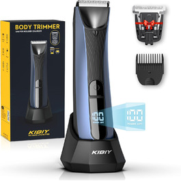 Електричний чоловічий триммер для тіла Kibiy з LED-дисплеєм, IPX7, водонепроникний (синій)