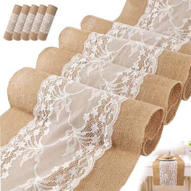 ZIYUEZIKUN ZIYUEZIKUN Table Runner, 5 Pack Table Runners Vintage for Wedding, Festival, Event, Table Decoration, 30 x 275 cm