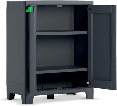 Keter Moby Plastic Cabinet, tall, anthracite/green/gray, cm, including 4 adjustable shelves each with a 30kg load capacity, suitable for indoor and outdoor use, UV and water-resistant (IPX3) (80 x 44 x 100)