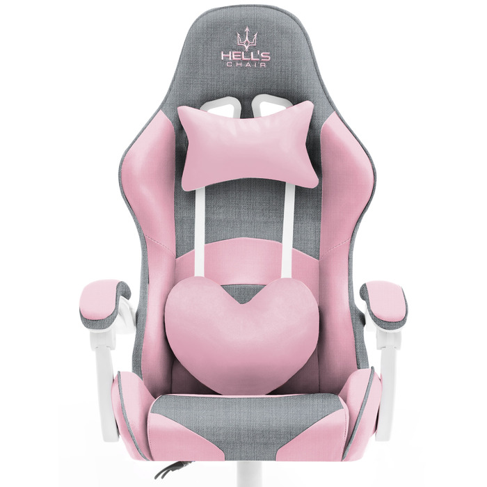 Ігрове крісло HELL'S CHAIR Rainbow Pink-Gray, тканина