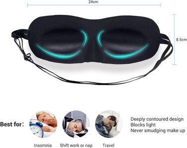 Маска для сну EMPO з м'якої пам'яті (Memory Foam), 3D, з регульованими ремінцями та берушами