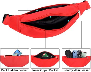 Сумка на пояс для чоловіків та жінок, бананка спортивна, червона, для подорожей, прогулянок з собакою та активного відпочинку