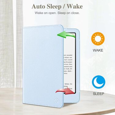 Чохол Fintie для Kindle Paperwhite 12-го покоління (2024/2025) з підставкою, петлею та авто-сном, чорний (небесно-блакитний)