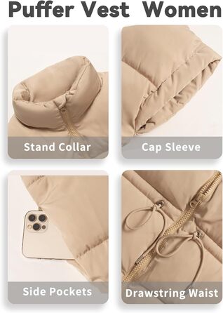 Жіночий пуховик ELLEVEN великого розміру, теплий, з капюшоном, на блискавці, з кишенями (L, Хакі)