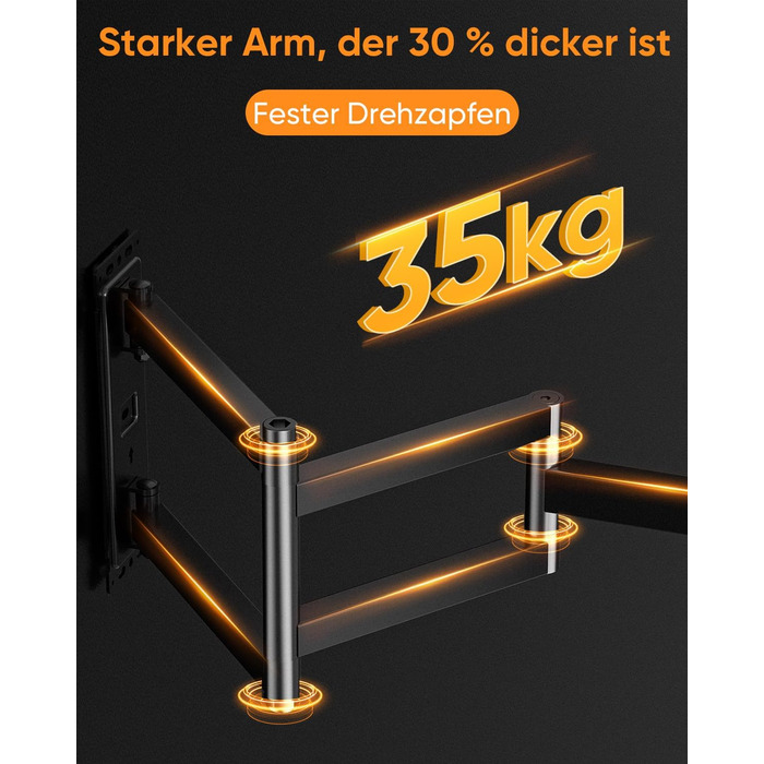 Кронштейн для телевізора FORGING MOUNT поворотний 26-65 дюймів, VESA 400x400, до 35 кг, подовжений 1035 мм