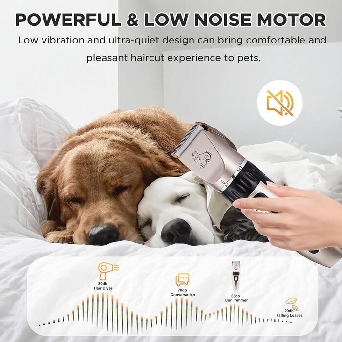 Машинка для стрижки собак, акумуляторна, бездротова, з 4 насадками, для собак, котів та всіх типів шерсті