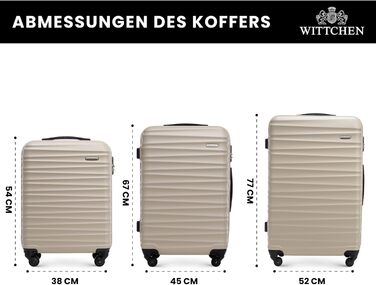 Чемодан на колесах Wittchen Groove Line L, великий, з ABS-пластику, з кодовим замком, 4 колеса, чорний (набір 3шт.)