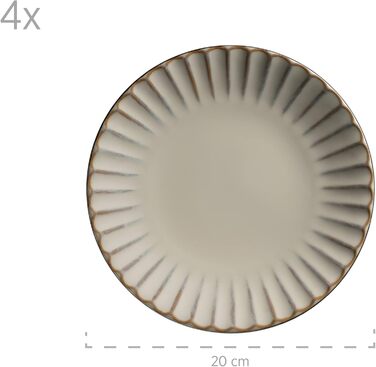 MÄSER Confino Dinnerware Set - 20 Piece Ceramic Tableware Set for 4 - Beige & Black Vintage Style Stoneware