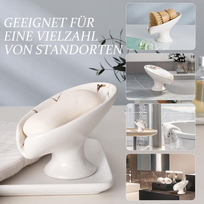 Керамічна мильниця Umlaca, мильниця для душу, підставка для мила, безперебійна мильниця, білий мармур, для кухні, ванної кімнати, душової кабіни