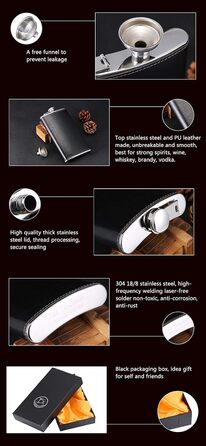 Фляга з імітацією крокодилячої шкіри, нержавіюча сталь, 510 мл, для віскі та лікеру, обгорнута в PU-шкіру, TANEAXON