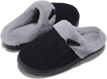 Домашні тапочки для жінок NineCiFun з меморі-піною, м'які, для дому та вулиці, з антиковзкою підошвою, з теплим плюшевим підкладкою, сірі (світло-сірі) (44/45 EU, чорний/сірий)