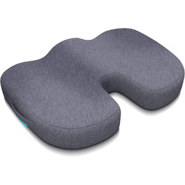Ортопедична подушка для сидіння Bonmedico - Memory Foam Gel з гелевою вставкою для офісного крісла, авто та інвалідного візка (Сірий, Стандарт)