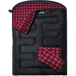 Спальний мішок для двох дорослих з флісу, зимовий, з подушками та сумкою для транспортування, 233*157 см, червоний