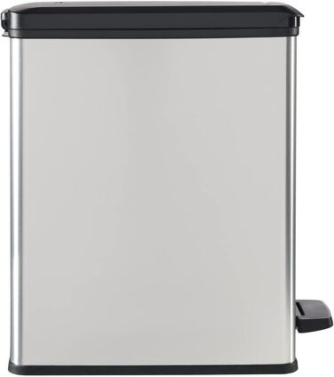 Сміттєвий кошик Curver Deco Slim 40 л, пластиковий, чорний/сріблястий металік, 39.3 x 25 x 60.7 см