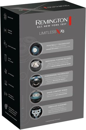 Електричний чоловічий бритва Remington X5 з гібридною системою SynX та тримером, Rotationsrasierer XR1755, чорний