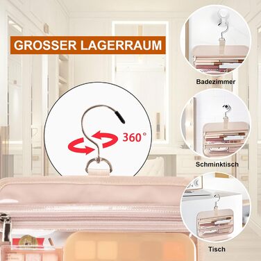 Косметичка для подорожей для жінок, прозора, з можливістю підвішування, для макіяжу та туалетних аксесуарів, біла