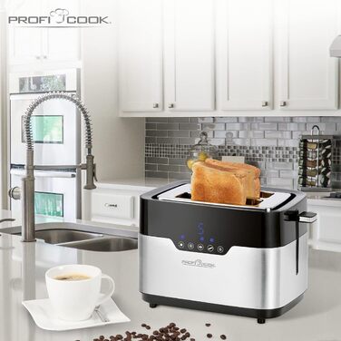 Тостер ProfiCook PC-TA 1250/1170 Inox: 2 слоти, нержавіюча сталь, 850 Вт, 7 рівнів підсмажування, знімний піднос для бургерів