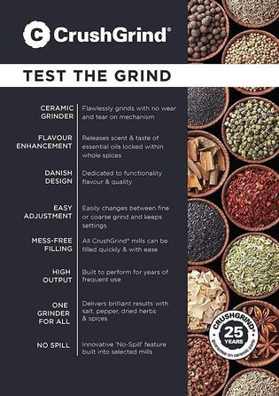 Млин для солі та перцю CrushGrind Stockholm 168мм, порцеляна/горіх