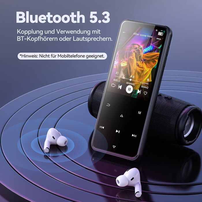MP3-плеєр AGPTEK 64GB з Bluetooth 5.3, TFT-екраном 2.4
