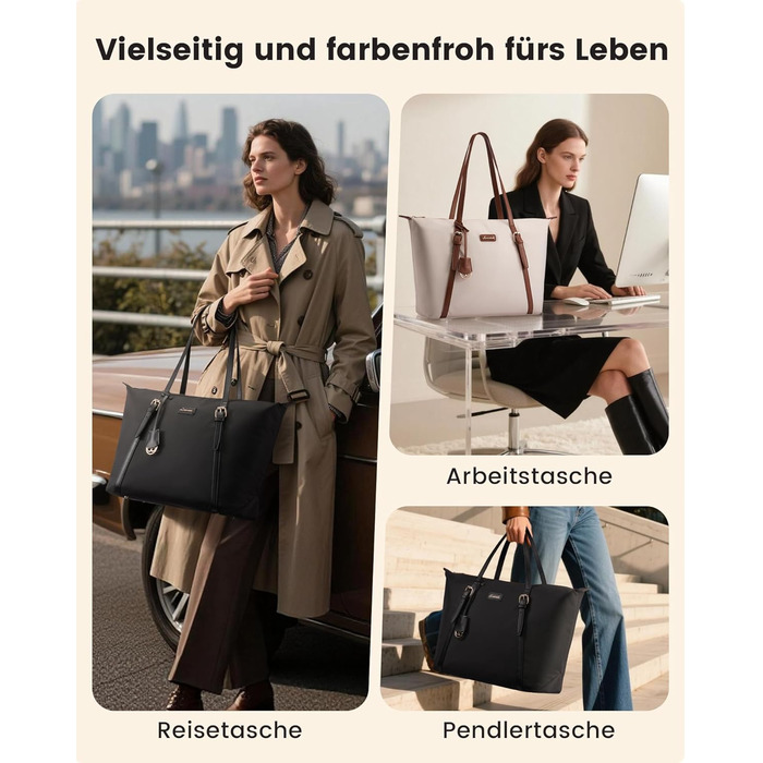 Сумка для ноутбука LOVEVOOK жіноча велика шопер для роботи, університету, школи, чорна, 15.6 дюймів