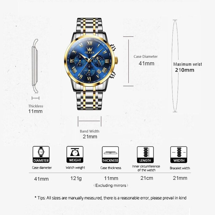 Чоловічий годинник з нержавіючої сталі, хронограф, фаза місяця, водонепроникний, кварц, аналоговий, стильний, класичний, для чоловіків. Сріблястий, чорний, золотий, блакитний колір.