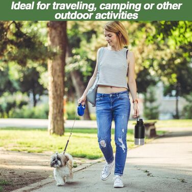 Водяна пляшка для собак на прогулянці, 950 мл, з мисками для води та їжі, ізольована сталева термопляшка, для подорожей, активного відпочинку