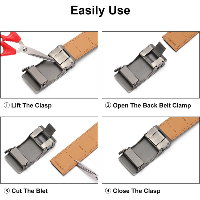 Чоловічий шкіряний ремінь SENDEFN з автоматичною застібкою-разом, ширина 35 мм, регульований розмір (115 см/32''-38'', 125 см/36''-42''), колір 'Laserwinkel-braun'