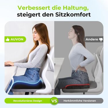 Ортопедична подушка для сидіння AUVON Kontur: для спини, куприка, ішіасу. Ергономічна подушка для офісу, авто, дому. З піною з пам'яті.