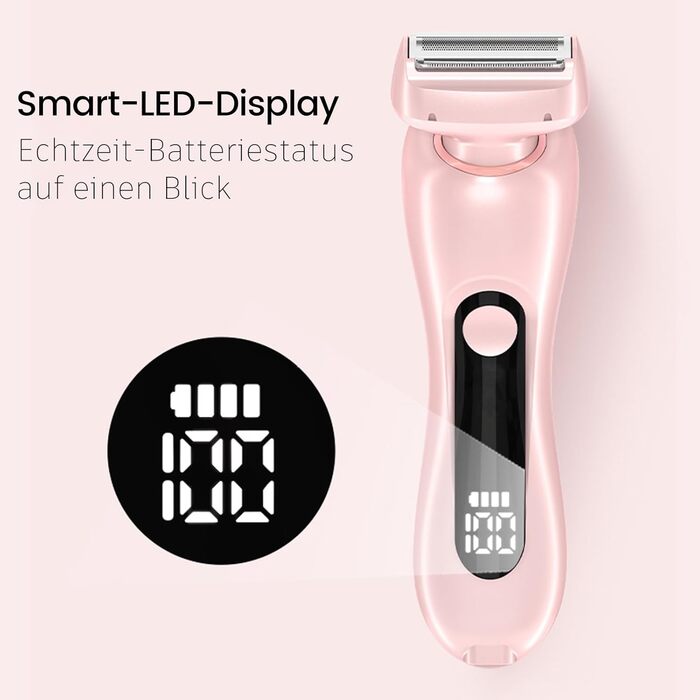 Електричний жіночий триммер Intimrasierer для бікіні, ніг, рук та тіла 2-в-1. Вологостійкий IPX7, USB-C, рожевий