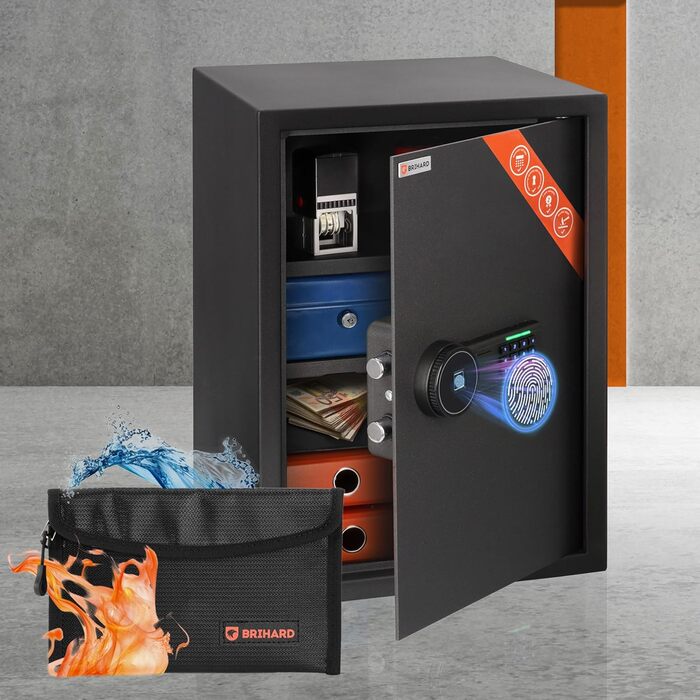 Сейф для дому Business XL Safe Tresor 60л Black Pearl з цифровим та відбитком пальця, вогнестійкий, для документів A4