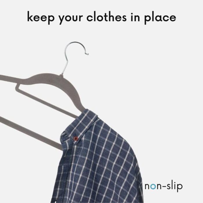 Плечики для одягу OGIVO, набір з 20 шт., сірі - антиковзаючі, для краваток, з поворотним гачком, з вирізами для плечей