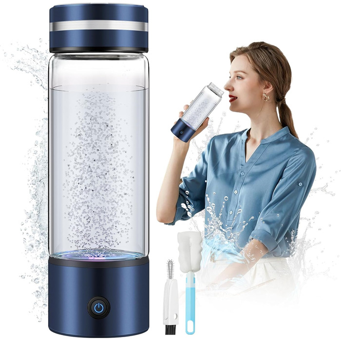 Воднева пляшка IUHFSIFS 2-в-1, 450 мл, срібляста, SPE PEM технологія, SGS сертифікат, подвійна концентрація водню, очищення води за 3 хвилини