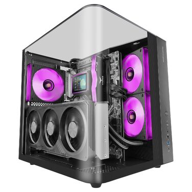 Ігровий корпус Mars Gaming MC-3TCORE MC-INFINIO LITE ATX, панорамне скло, підтримка рідкого охолодження, чорний