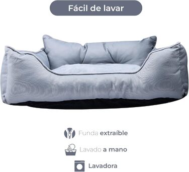 UNITED COLORS OF BENETTON. Pets - Dog bed, ergonomic bed, for medium-sized dogs, made of polyester, machine washable, size M, (grey, 50 cm)