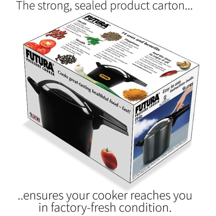 Швидковарка Hawkins Futura, 9 літрів, чорна, з нержавіючої сталі, з кришкою з нержавіючої сталі