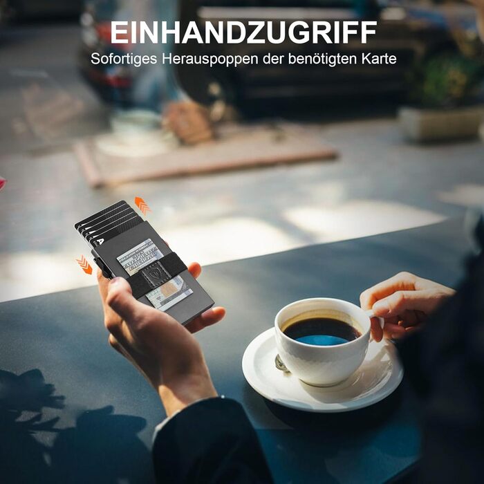 Чоловічий гаманець TOYFID з відділом для AirTag, 12 слотів для карток, відділення для паперових грошей, RFID захист, швидкодіюча кнопка виштовхування, алюміній, сірий