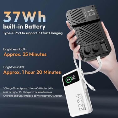 ULANZI P40 Bi-Color LED відеосвітло: портативне, 40W, з акумулятором 5000mAh, CRI96+, 2700K-6500K, для фото- та відеозйомки